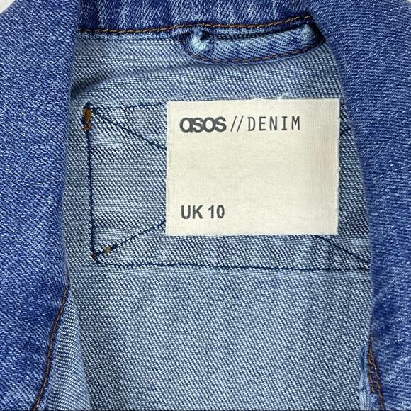 ASOS Blue Denim Trucker Jean Vest Oversized Sleeveless Medium Wash US 6 / UK 10 - Picture 9 of 12
